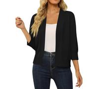 Cardigan Mujer Otoño Moda Mujer Otoño 2025 Mangas Largas Basicas Cardigan Corta Rebeca Casual Ligero Ancho Verano Encaje Ropa 12#Negro XL