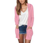 Cárdigan Mujer, Protección UV, Cardigan Mujer Verano Chic Y Elegant Chaqueta De Gran Tamaño Abierto En La Parte Delantera Versátil Abrigo Casual Ligero Fluido Playa Viaje Vacaciones Barato, 02#rosa, L