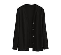 Cárdigan Mujer Tamaño Grande Chaqueta Mujer Media Temporada Chaleco Color Sólido Abrigo Otoño Chaqueta con Botón Suéter Manga Larga Suéteres Punto Abrigos Abrir Abrigo Protección Solar Chaqueta