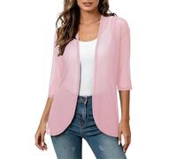 Cardigan Mujer Verano,Elegante cárdigan Ligero de Gasa para Uso Casual - Tejido Suave y Transparente con caída fluida