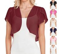 Cardigan Mujer Verano Leger, Bolero Gasa Gran Tamaño Bolero Corto Cardigan Volantes Manga Chaleco Delgado Abrigo Ligero Abrigos Casual Ropa Exterior Blusa Transparente Bolero Chal, beige, M