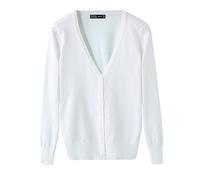 Cárdigan Mujeres Chaqueta de Punto Básico de Manga Larga con Botones Rebecas Blanco XL
