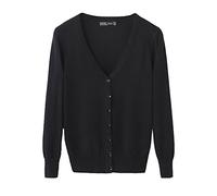 Cárdigan Mujeres Chaqueta de Punto Básico de Manga Larga con Botones Rebecas Negro 2XL