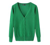 Cárdigan Mujeres Chaqueta de Punto Básico de Manga Larga con Botones Rebecas Verde 2XL