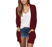 Cárdigan Negro Elegante para Mujer 2025 Tallas Grandes Cárdigan Largo con Bolsillos Chaqueta ligera y Fina Chaqueta Medio- Chaquetas de Verano Tejido Largo Chaquetas de Otoño Invierno Elegante de Lana