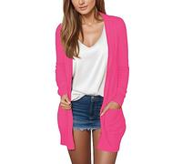 Cárdigan Negro Elegante para Mujer 2025 Tallas Grandes Cárdigan Largo con Bolsillos Chaqueta ligera y Fina Chaqueta Medio- Chaquetas de Verano Tejido Largo Chaquetas de Otoño Invierno Elegante de Lana