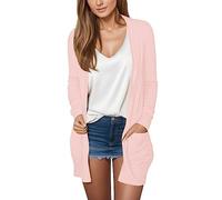 Cárdigan Negro Elegante para Mujer 2025 Tallas Grandes Cárdigan Largo con Bolsillos Chaqueta ligera y Fina Chaqueta Medio- Chaquetas de Verano Tejido Largo Chaquetas de Otoño Invierno Elegante de Lana
