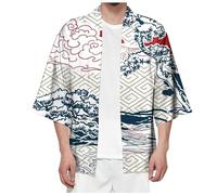 Cárdigan para hombre Harajuku Anime Bata Japón Happi Kimono Hanfu Camisas de manga larga Unisex Blusa suelta Ropa Tops Chaqueta Haori Chaqueta tradicional Clásica Abrigo Siete Mangas Yukata Outwear