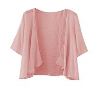 Cardigan para mujer de gran tamaño Bolero Gasa de gran tamaño Abrigo ligero abrigos Color sólido chaqueta abierta frente ropa delgada ropa ligera ropa de verano Loungewear Casual Cardigan, rosa, S