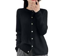 Cárdigan para mujer, jersey de punto ligero, manga larga, elegante, manga larga, cuello redondo, cárdigans ligero, bolero, chaqueta con botones, chaqueta suave sobre vestido superior, cárdigan de