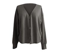 Cárdigan para mujer sin mangas para mujer, chaleco largo, cárdigan de punto, cárdigan abierto al frente, suave, ligero, para oficina, elegante, informal, para primavera, otoño, Reino Unido, gris, L