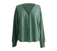 Cárdigan para mujer sin mangas para mujer, chaleco largo, cárdigan de punto, cárdigan abierto al frente, suave, ligero, para oficina, elegante, informal, para primavera, otoño, Reino Unido, verde, XXL