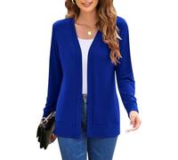Cárdigan Punto Manga Larga Frente Abierto Mujer Ligero Suave Largo Medio Elegante Informal para Usar en Capas Ideal para Otoño Uso Diario Color Azul Rey Talla XL.
