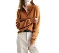 Cárdigan Punto Mujer con Cuello Alto y Botones, Cárdigan Ligero Manga Larga, Suéter Informal Punto, Chaqueta Elegante, Suave y Cálida Otoño e Invierno, Color Caramelo, Talla L