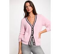 Cárdigan recto con cuello en V rosa mujer XL