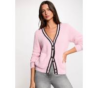 Cárdigan recto con cuello en V rosa mujer XS