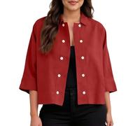 Cárdigan sin mangas para mujer, cárdigan de punto, cárdigan de punto, cárdigan abierto al frente, largo, suave, ligero, elegante, para oficina, casual, primavera, otoño, rosso, XXL