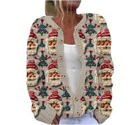 Cardigan Sweaters for Women Button Down with Xmas Prints Cute Sweater Knitted Clothes Casual Chunky Pullover Tops