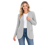 Cardigan Sweaters for Women Long Sleeve Open Front with Pockets (Gray,XXL)