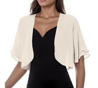 Cárdigan Tipo Bolero para Mujer, Gasa Suave, Manga 3/4, Frente Abierto, diseño Ligero y Elegante, Combinar con Vestidos de Noche o de Fiesta