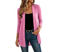 Cárdigan tipo cascada para mujer, manga 3/4, parte delantera abierta, estilo cascada, hot pink, XXL