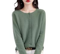 Cárdigans de Cachemira para Mujer, cárdigan de Manga Larga con Botones en la Parte Delantera de Cachemira, jerséis elásticos de Punto Suave y cálido, suéter de Cachemira (Verde,M)