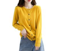 Cárdigans de cachemira para mujer clásico cuello redondo chaqueta de punto fino con botones suéter suelto suéter otoño cárdigan manga larga cuello redondo ligero cárdigan verano, naranja, M