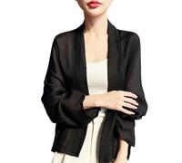 Cárdigans De Verano para Mujer Mangas Murciélago Chaquetas Cortas Abiertas por Delante para Mujer Chal Informal Suelto Vestido Bufanda Elegante Formal Y Festiva para Vestido De Noche Negro Talla S