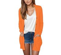 Cárdigans ligeros para mujer con frente abierto, tops de verano y outwear, capas finas, suéter de manga larga, abrigos casuales con botones, naranja, S