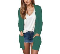 Cárdigans ligeros para mujer con frente abierto, tops de verano y outwear, capas finas, suéter de manga larga, abrigos casuales con botones, verde, S