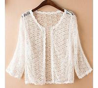 Cárdigans Para Mujer, Encogimiento De Hombros De Encaje Floral Para Mujer Elegante Fan Crochet Bolero Summer Cardigan Open Front Ladies Chaqueta Ligera 3/4 Mangas Mesh Sheer Shrug Bikini Cover-Up P