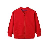 Cárdigans Plumero para niñas de gran tamaño niños niños bebé ropa exterior manga larga cuello redondo color sólido chaqueta cierre cárdigan para niña vestido largo transparente, rojo, 3-4 Años