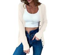 Cardigans Sweater for Womens Classic Solid Long Sleeve V Neck Button Up Blouses Lightweight Cute Ribbed Casual Top