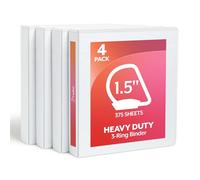 Cardinal 1.5" D-Ring View Binders, 4 per Pack, 1 Each Black, Blue, Green & Red (29300)