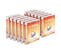 Cardinal, 90741, Carpetas de 3 anillas de 2,5 cm, anillas inclinadas en D, capacidad para 240 hojas, vista de presentación ClearVue, antiadherente, 12 unidades, Blanco