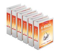 Cardinal, 90771, Carpetas de 3 anillas de 8 cm, anillas inclinadas en D, capacidad para 725 hojas, vista de presentación ClearVue, antiadherente, 6 unidades, Blanco