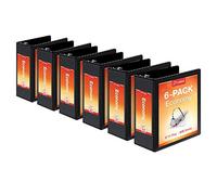 Cardinal, 90780, Carpetas de 3 anillas de 10 cm, anillas inclinadas en D, capacidad para 835 hojas, vista de presentación ClearVue, antiadherente, 6 unidades, Negro