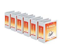 Cardinal, 90781, Carpetas de 3 anillas de 10 cm, anillas inclinadas en D, capacidad para 835 hojas, vista de presentación ClearVue, antiadherente, 6 unidades, Blanco
