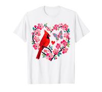 Cardinal Bird Floral Corazón Mariposa Flor de Cerezo Camiseta