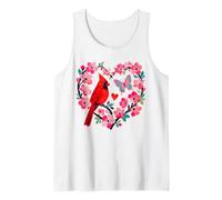 Cardinal Bird Floral Corazón Mariposa Flor de Cerezo Camiseta sin Mangas