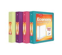 Cardinal - Carpetas de 3 anillos, 1.5 pulgadas, anillos redondos, capacidad para 350 hojas, vista de presentación ClearVue, antiadherente, colores brillantes surtidos, paquete de 4 (79553)