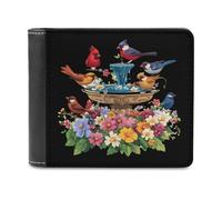 Cardinal & Chickadee Birds Spring Flowers - Cartera plegable de piel sintética con bolsillo, monedero delgado para mujeres y hombres, Estilo:, Talla única