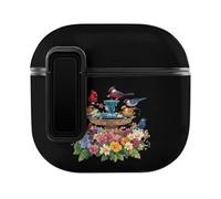 Cardinal & Chickadee Birds Spring Flowers Funda protectora con bloqueo compatible con AirPods 4 PC funda para auriculares