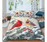 Cardinal Couple Art Funda de Edredón Microfibra 3 Piezas Compuesto Impresión 3D Cierre de Cardinal Couple Arte Funda Edredon Fundas de Almohada Suave Antialérgica for jóvenes Double（200x200cm）