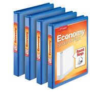 Cardinal Economy 3 Ring Binder, 1 Inch, Presentation View, Blue, Holds 225 Sheets, Nonstick, PVC Free, 4 Pack of Binders (79511)