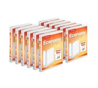 Cardinal Economy 3-Ring Binders, 5/8" Round Rings, Holds 125 Sheets, ClearVue Presentation View, Non-Stick, White, Carton of 12 (90601)