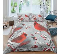 Cardinal Funda Edredon Microfibra 3 Piezas Compuesto Impresión 3D Cierre de Cardinal arte estilo Funda de Edredón Funda de Almohada a Juego Antibacteriana Lavables for Adultos Single（135x200cm）