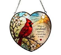 Cardinal Light Catcher Ornament, Glass Style Window Rainbow, 7.8x7.8 Inches Decorative Sunlight Pendant Design, Sturdy Hanging Prism Art, Home Garden Outdoor Window Decor