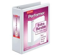Cardinal Performer ClearVue - Carpeta de 3 anillas de 7,6 cm, anillas redondas, capacidad para 625 hojas, cubiertas personalizables ClearVue, sin PVC, blanco (67524)