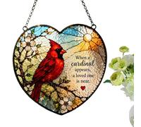 Cardinal Stained Glass Light Catcher - Rainbow Maker Window Art for Indoor Outdoor Decor Gift for Women Men Mom Wife Grandma Husband Backyard Garden Hanging Sunlight Ornament